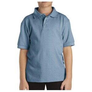 NWT Dickies Boys Size L (14/16) Light Blue Pique Polo Short Sleeve Shirt Uniform